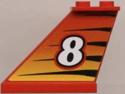 Tail 4 x 1 x 3 with White Number 8 on Tiger Stripes Background Pattern Model Left Side (Sticker) - Set 8229