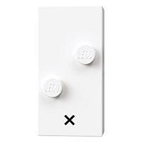 Lego Braille Brick 2 x 4 with 2 Studs ⠔ and 'x' print / White