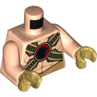 Torso, Muscles with Gold Belts and Red Buckle with Black Hawk Print, Light Nougat Arms, Pearl Gold Hands / Light Nougat