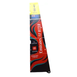 Sail, Triangular, Black with '37th America's Cup Barcelona', 'Emirates FLY BETTER', 'OMEGA', 'TOYOTA', New Zealand Flag and Red and Dark Turquoise Waves Left Print / [No Color/Any Color]