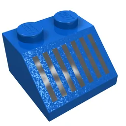 Brick Sloped 45° 2 x 2 with Black Grill Print / Blue