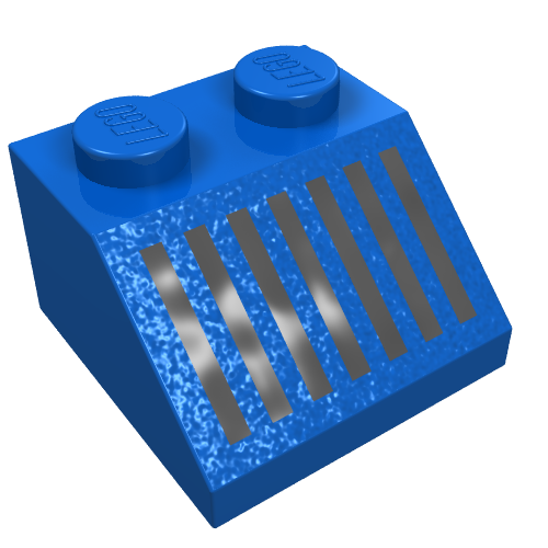 Lego Brick Sloped 45° 2 x 2 with Black Grill Print / Blue