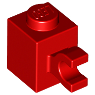 Lego Brick Special 1 x 1 with Clip Horizontal / Red