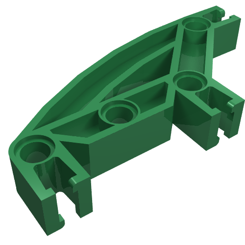 Lego Znap Beam 8, 4 Holes, 3 Bends, Curved / Green
