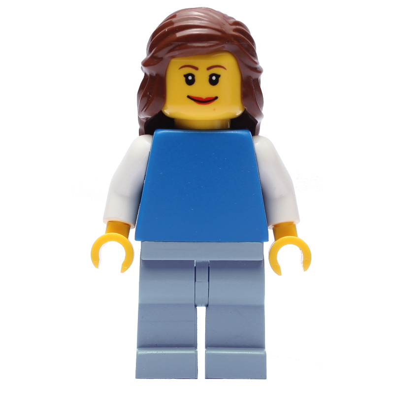 Lego Blue Torso, Sand Blue Legs, Reddish Brown Hair