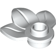 Lego Plant, Plate 1 x 1 Round with 3 Leaves / White