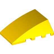 Lego Brick Wedged, Curved 4 x 4 No Top Studs / Yellow