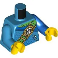 Torso, Odd Arms, Lime Strap, Black/White Hourglass Symbol, Blue Cloak Print, Left Blue Arm, Right Dark Azure Arm, Yellow Hands / Dark Azure