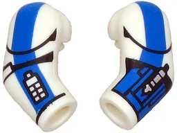 Arm, (Matching Left and Right) Pair with Armor Panels, Blue Stripes, Compad and Gauntlet with Rocket Launcher with Silver Rocket Pattern / White