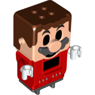 Lego Hub, Mario with 4 Top Studs and LCD Screens for Eyes and Chest / Red
