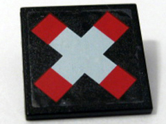 Lego Road Sign 2 x 2 Square with Clip with Crossed Bars (Train Crossing) Pattern (Sticker) - Set 10128