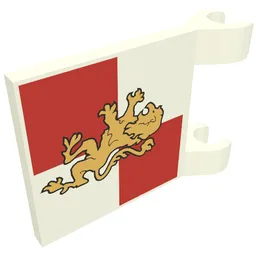 Flag 2 x 2 Square with Gold Lion on Red and White Quarters Background Print / White