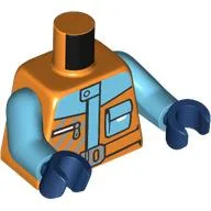 Torso, Orange/Medium Azure Jacket, Silver Belt Buckle, Zipper, Pocket Print, Medium Azure Arms, Dark Blue Hands / Orange