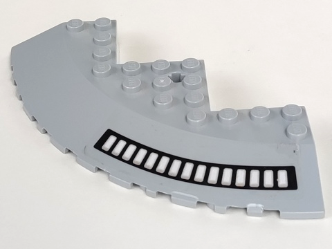 Lego Brick, Round Corner 10 x 10 with Slope 33 Edge, Axle Hole, Facet Cutout with Large Vent Pattern Model Left Side (Sticker) - Set 7678