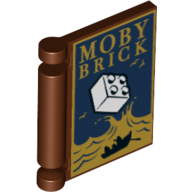 Lego Book Cover with 'MOBY BRICK', Waves, White 2 x 2 Lego Brick Print / Reddish Brown
