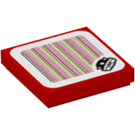 Lego Tile 2 x 2 with Spiny and Barcode Print (Sticker) / Red