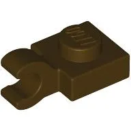 Plate Special 1 x 1 with Clip Horizontal [Thick Open O Clip] / Dark Brown