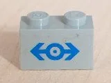 Brick 1 x 2 with Train Logo Blue Medium Pattern (Sticker) - Sets 4547 / 10002