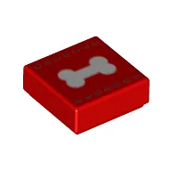 Tile 1 x 1 with White Bone Print / Red