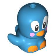 Lego Animal, Bird, Bright Light Orange Beak and Feet, Bright Pink Cheeks Print / Dark Azure