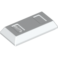 Lego Tile Special 1 x 2 with Sloped Walls AKA Money / Gold Bar [Ingot] / White
