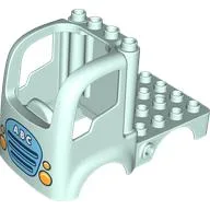 Duplo Car Body Truck 4 x 4 Flatbed with 4 Top Studs and Headlights and Medium Azure Grille with 'A B C' Print / Light Aqua