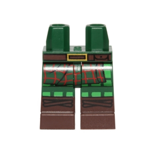 Lego Hips with Dark Green Legs and Dark Brown Boots Pattern with Tartan Kilt, Dark Brown Belt Print / Dark Green