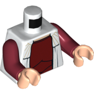 Lego Torso Dress over Dark Red Undershirt Print, Dark Red Hands, Light Nougat Hands / White