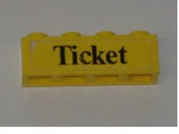 Brick 1 x 4 with Black 'Ticket' Pattern (Sticker) - Set 379-1