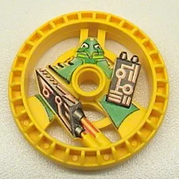 Technic Disc 5 x 5 Notched, Laser with Robot Print / Yellow