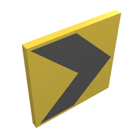 Road Sign Clip-on 2 x 2 Square with Black Arrow Print / Yellow