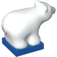 Duplo Animal Polar Bear Cub on Blue Base, Squared Eyes / White