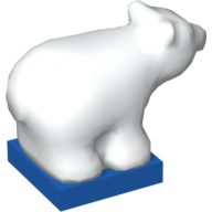 Lego Duplo Animal Polar Bear Cub on Blue Base, Squared Eyes / White