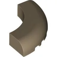Brick Round Corner 5 x 5 x 1 Curved, Bottom Cut Outs, No Studs, 9 Bottom Tubes / Dark Tan