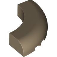 Lego Brick Round Corner 5 x 5 x 1 Curved, Bottom Cut Outs, No Studs, 9 Bottom Tubes / Dark Tan