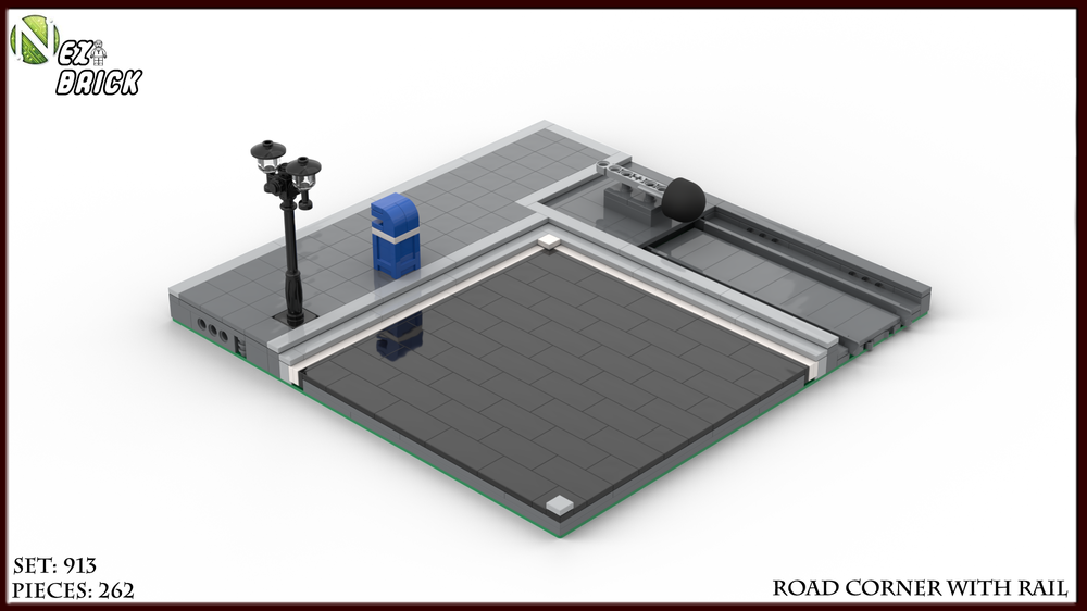 Lego NEXTBrick System Road Corner With Rail