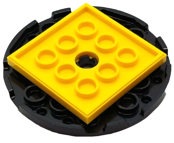 Lego Turntable 6 x 6 x 2/3 with Yellow Square Base, Free-Spinning (11213 / 61485)