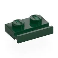 Plate Special 1 x 2 with Door Rail / Dark Green
