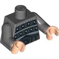 Lego Torso Armor, Chainmail with Plates with Rivets, Large Belt on Front and Back Print, Dark Bluish Gray Arms, Light Nougat Hands / Dark Bluish Gray