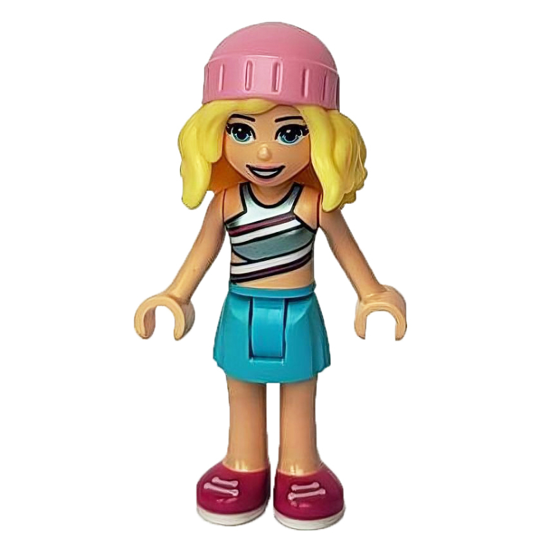 Lego Stephanie - Silver Top, Medium Azure Skirt, Bright Pink Hat