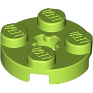Lego Plate Round 2 x 2 with Axle Hole Type 1 (+ Opening) / Lime