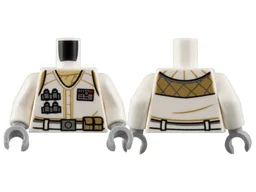 Torso Coat, Dark Tan Scarf and Trim, Silver Rank Badge and Tools, Belt with Buckle and Pouches Pattern / White Arms / Light Bluish Gray Hands