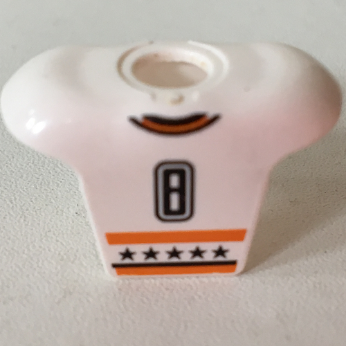Lego Minifig Neckwear Sports Hockey Body Armor with NHL Logo and Black '8' Print / White