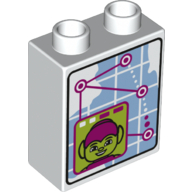 Lego Duplo Brick 1 x 2 x 2 with Bottom Tube and Map and Green Goblin Print / White