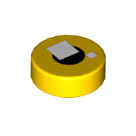 Lego Tile Round 1 x 1 with Brickheadz Eye, White Squares, Black Circle print / Yellow