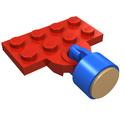 Lego Plate Special 2 x 4 with Train Coupler Open with Magnet Long Cylinder Blue / Red
