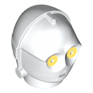 Lego Minifig Head Special, Protocol Droid with Yellow Eyes Print (C-3PO / K-3PO) / White