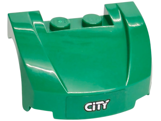 Lego Vehicle, Mudguard 3 x 4 x 1 2/3 Curved Front with 'CITY' on Green Background Pattern (Sticker) - Set 60052
