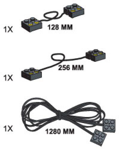 Lego 9-Volt Connecting Leads (One each of 128mm 256 mm 1280 mm)