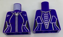 Torso Female Outline with Silver Stripes, Cat Zipper and Spine Armor Pattern / Dark Purple
